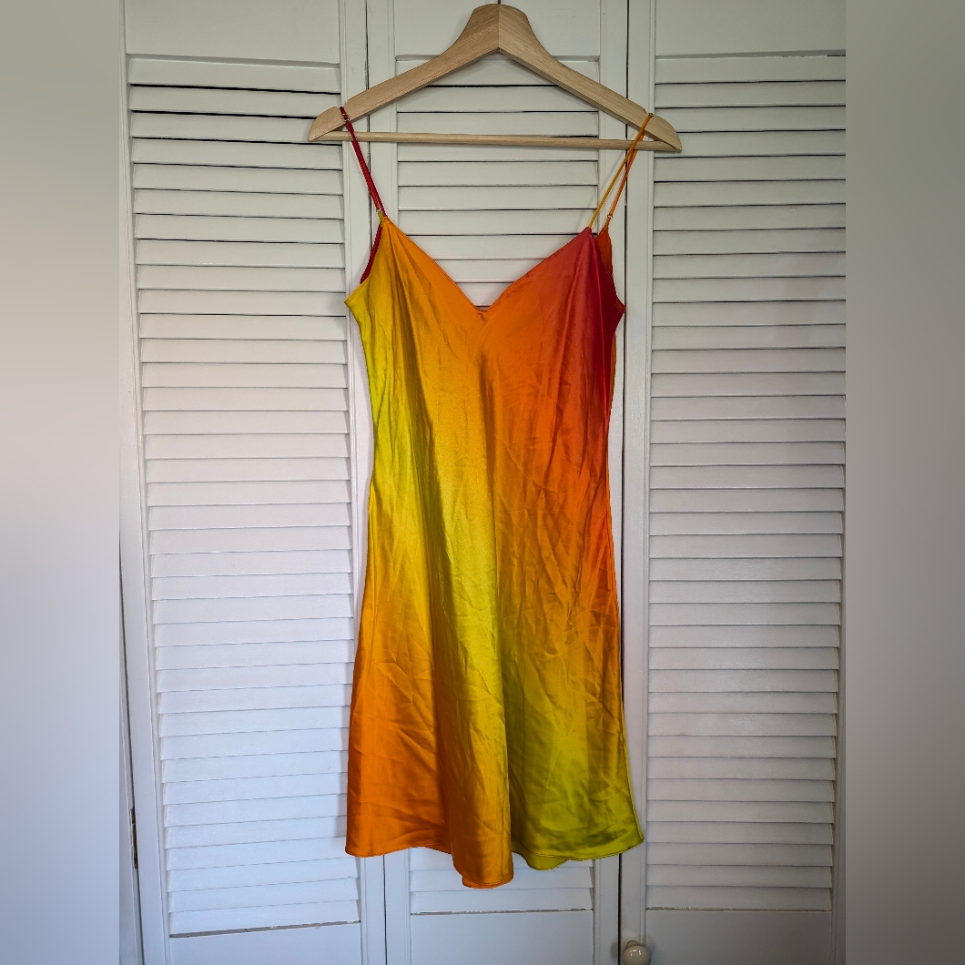 Dannijo Orange To Yellow Ombre Silk Mini Slip Dress — image 4 of 8
